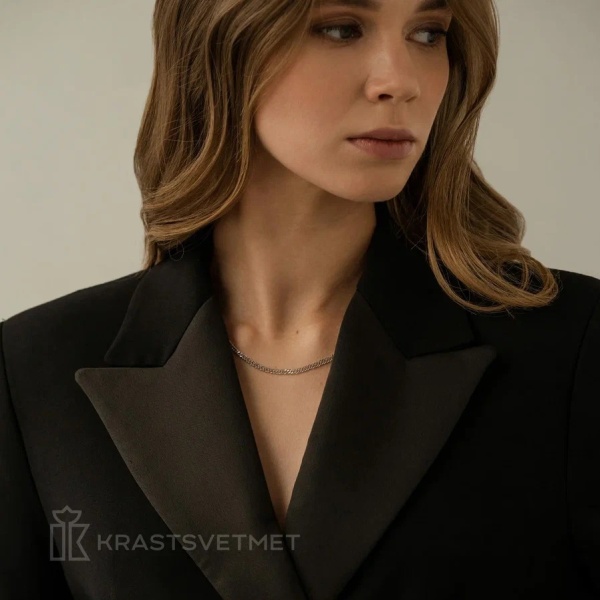 Цепь из серебра 925, плетение «Ромб двойной»